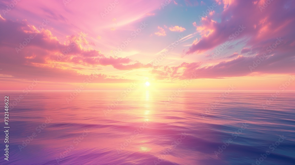 Serene ocean sunset with pastel skies