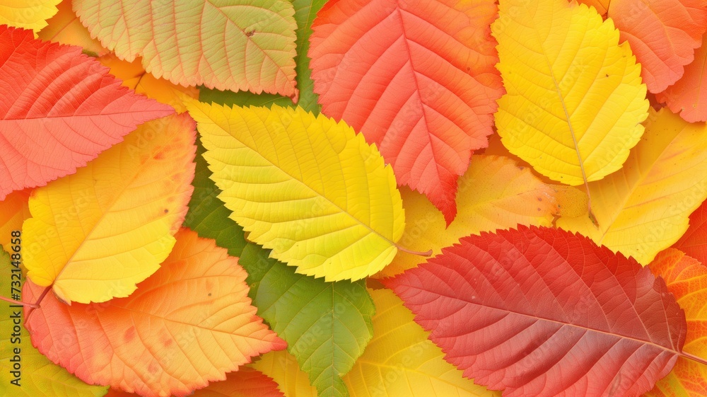 Brightly colored leaves arranged in a vibrant pattern