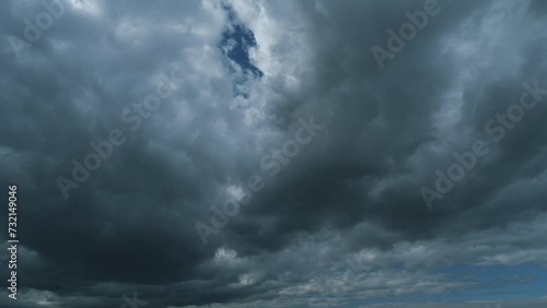 Magic Dramatic Sky In Rainy Weather. Dark Thunderstorm Clouds Rainy Atmosphere. Nature Background. photo