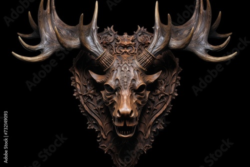 Moose head. Wildlife male animal. Generate Ai