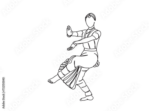 Indian Tamil Dancer Single Line Drawing Ai, EPS, SVG, PNG, JPG zip file