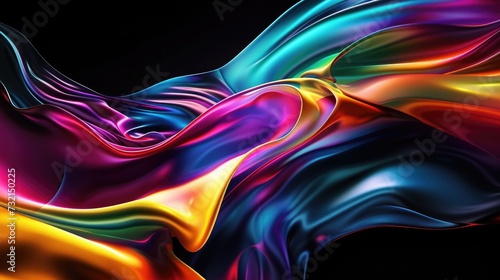 Modern rainbow liquid color flow colorful poster. Wave Liquid shape in black color background. Abstract composite