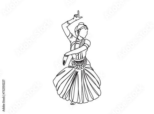 Indian Tamil Dancer Single Line Drawing Ai  EPS  SVG  PNG  JPG zip file