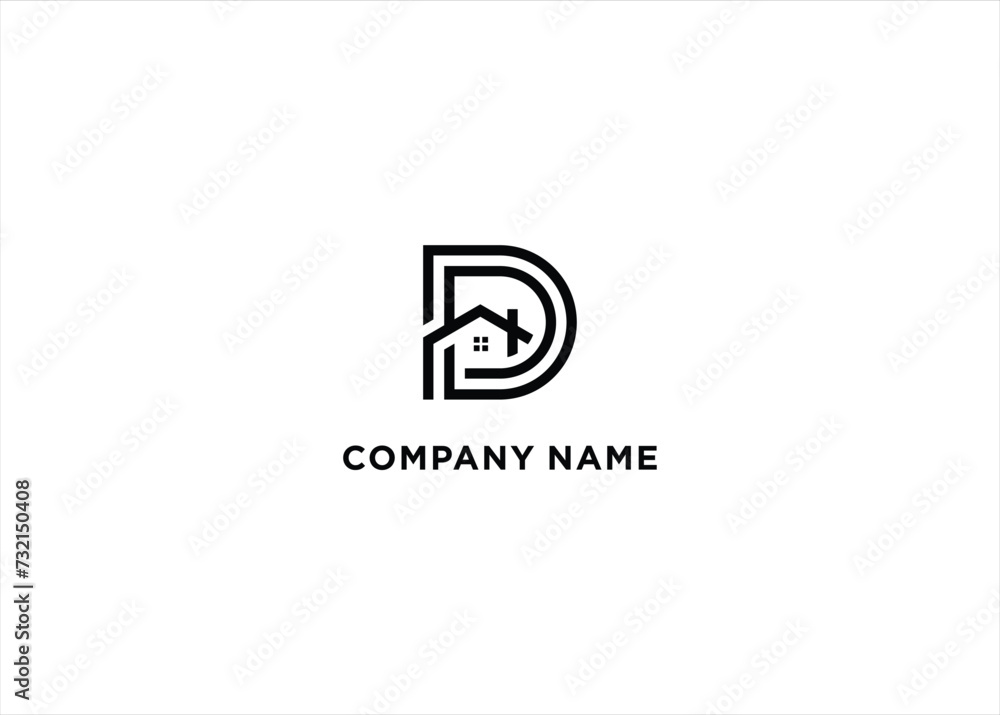 Letter D With Home Logo Vector Modern Abstract Letter D With Home Logo Vector Modern Abstract