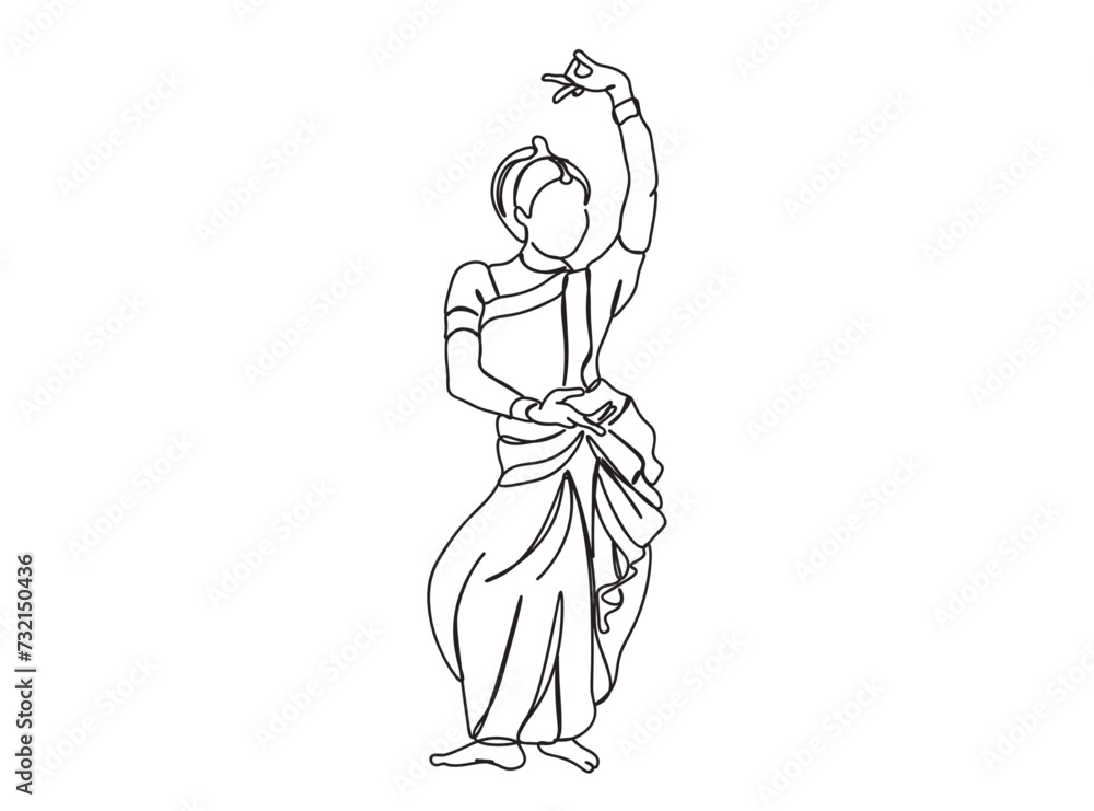 Indian Tamil Dancer Single Line Drawing Ai, EPS, SVG, PNG, JPG zip file Indian Tamil Dancer Single Line Drawing Ai, EPS, SVG, PNG, JPG zip file