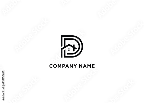 Letter D With Home Logo Vector Modern Abstract