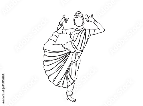 Indian Tamil Dancer Single Line Drawing Ai, EPS, SVG, PNG, JPG zip file