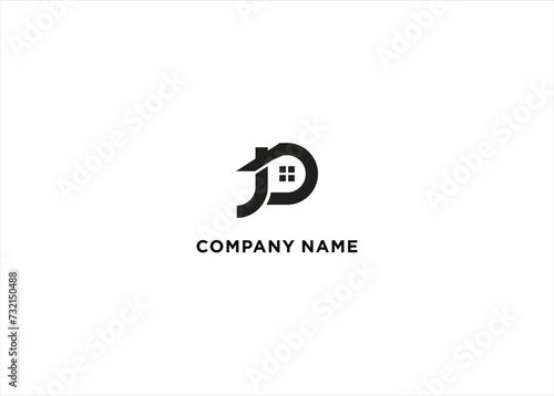 Letter JD Home Logo Design Stock Vector