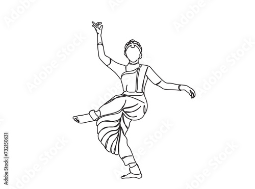 Indian Tamil Dancer Single Line Drawing Ai, EPS, SVG, PNG, JPG zip file
