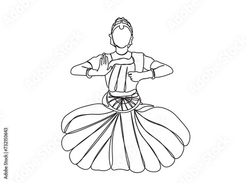 Indian Tamil Dancer Single Line Drawing Ai, EPS, SVG, PNG, JPG zip file