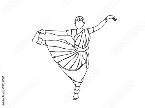 Indian Tamil Dancer Single Line Drawing Ai, EPS, SVG, PNG, JPG zip file