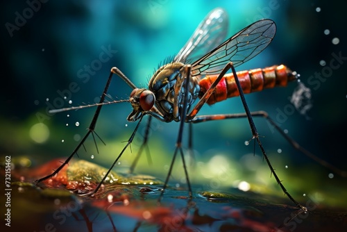 Mosquito macro. Plant disease fly. Generate Ai photo