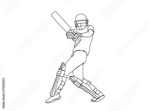 Cricket Player Single Line Drawing Ai, EPS, SVG, PNG, JPG zip file