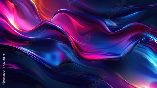 Silk and smooth flow wave poster design. Color waves, liquid style lines and shapes in black color background. Vector Illustration For Wallpaper, Banner, Background, Card, Book, Illustration, landing