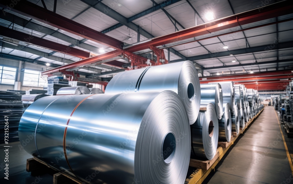 Rolls of galvanized steel sheet inside the factory Rolls of galvanized steel sheet inside the factory