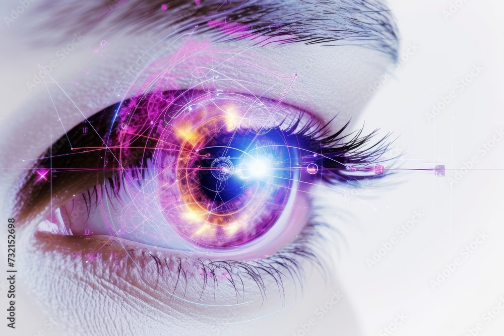 Human Cyborg AI Eye design element. Eye pupillary changes optic nerve ...