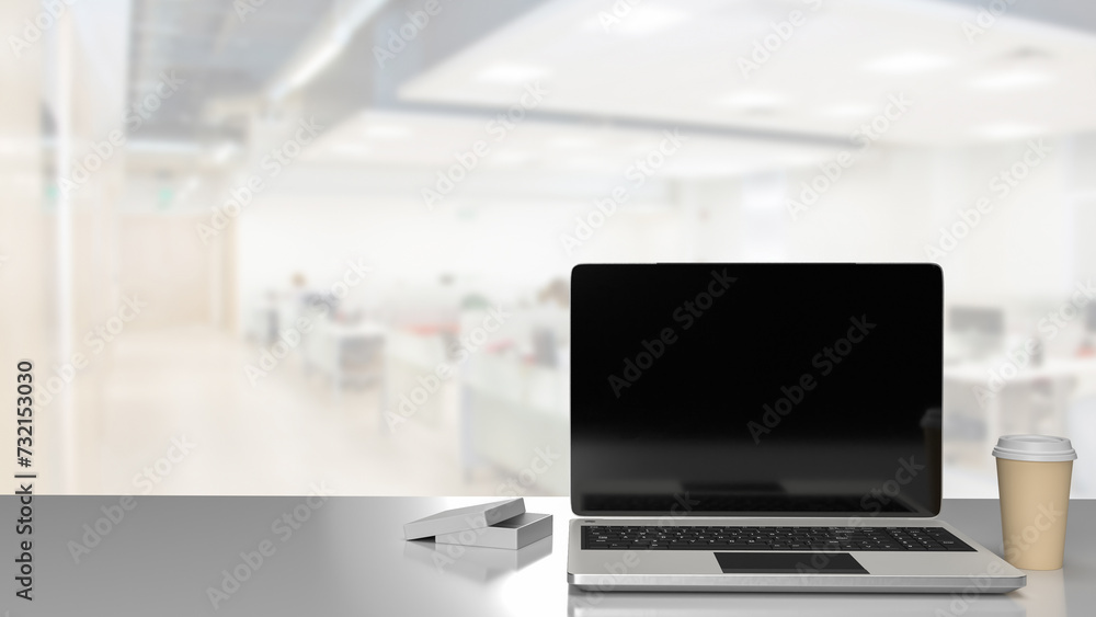 The laptop on table for Business concept 3d rendering. The laptop on table for Business concept 3d rendering.
