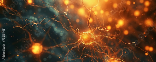 microscopic view of neurons connecting, illustrating the complexity of the human brain