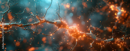 microscopic view of neurons connecting, illustrating the complexity of the human brain photo