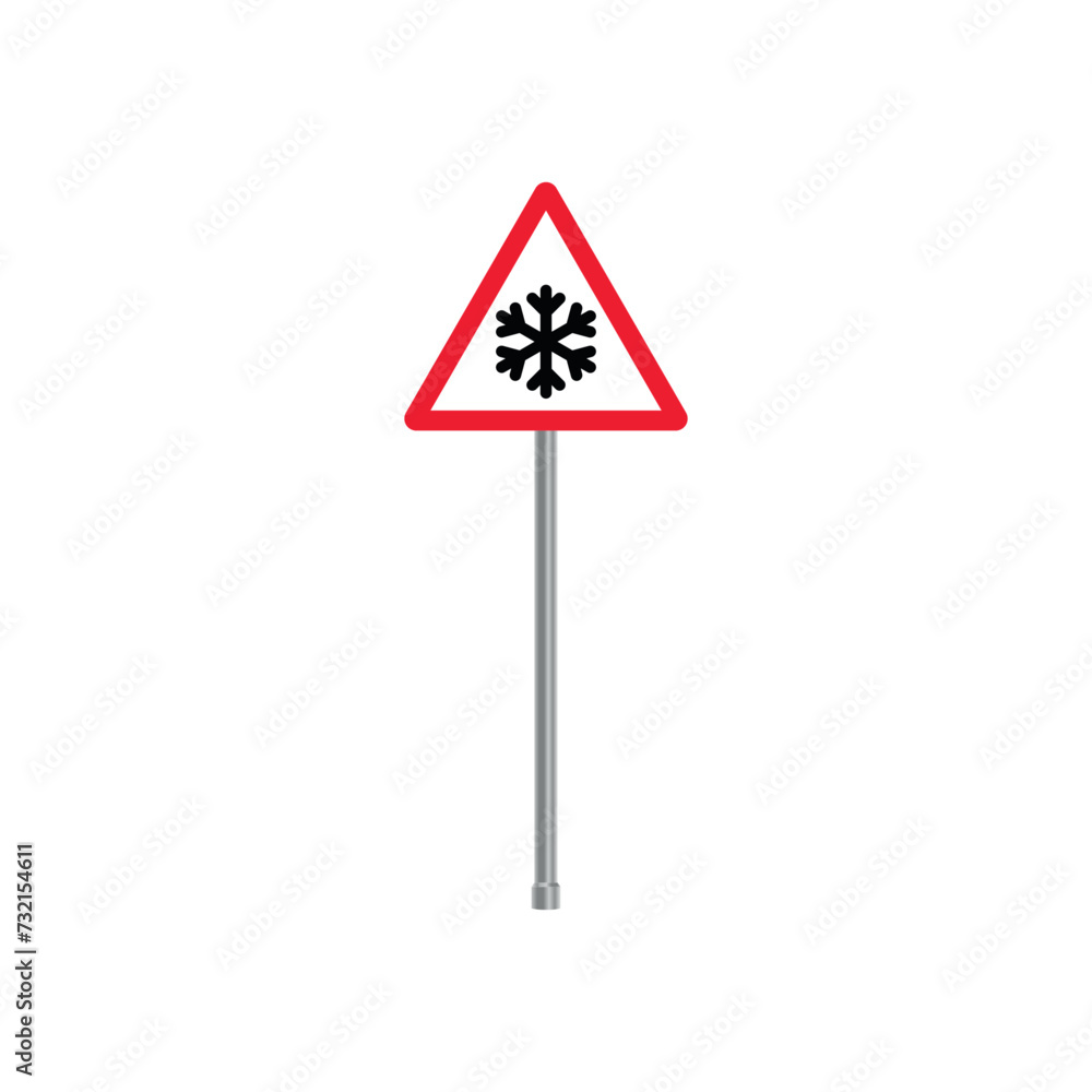Snow Ice Road Beware Traffic Triangle Sign Snow Ice Road Beware Traffic Triangle Sign