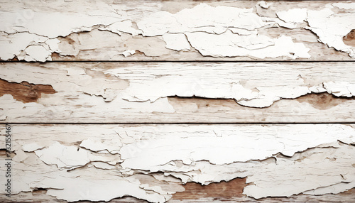 Vintage white wooden planks with peeling paint.