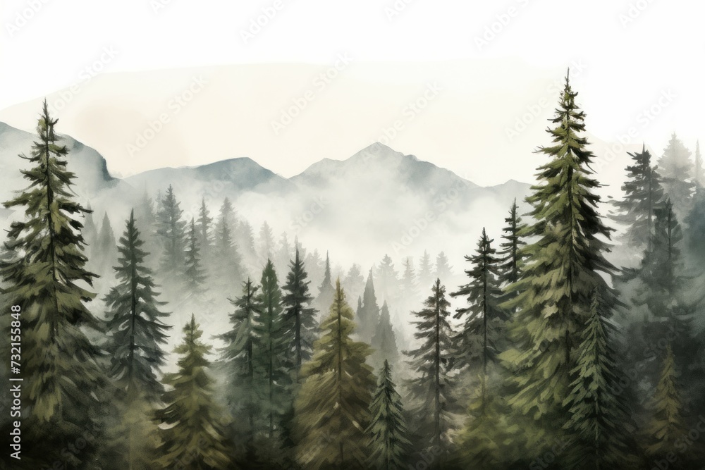 Tall Mountain pine tree. Scene view. Generate Ai