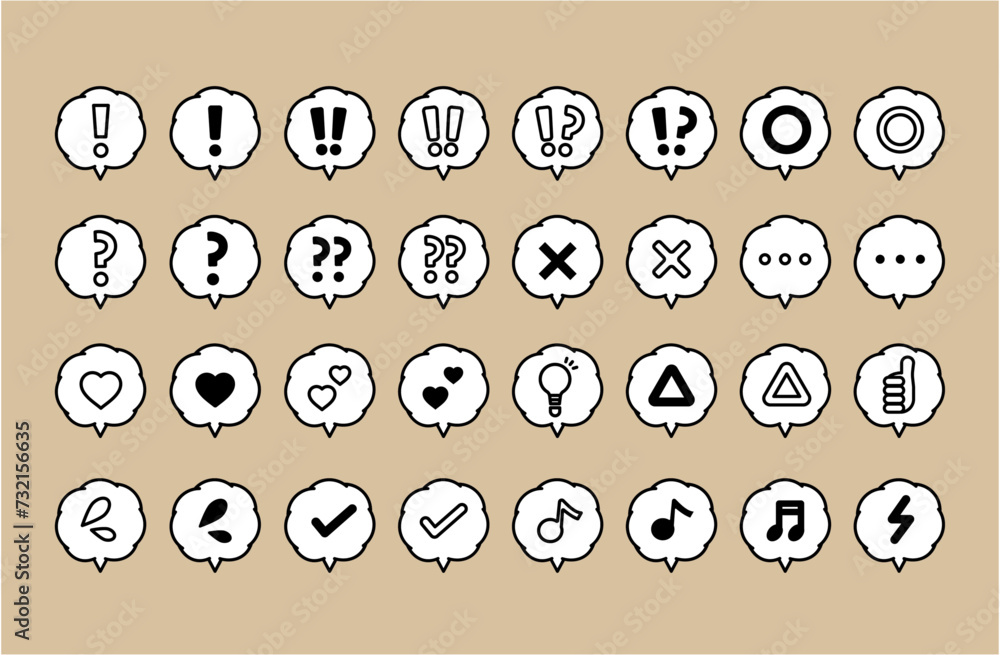 色々な絵文字の吹き出しセット 色々な絵文字の吹き出しセット