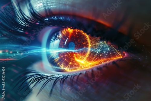 Human Cyborg AI Eye iris melanoma. Eye macula optic nerve lens dcr color vision. Visionary iris fuchs dystrophy sight optic nerve regeneration treatment eyelashes photo