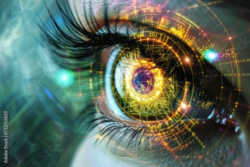 Human Cyborg AI Eye x linked color vision deficiency. Eye brown optic nerve lens lasik color vision. Visionary iris iris recognition sight eye allergies eyelashes photo