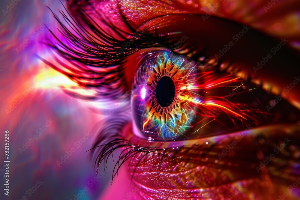 Human Cyborg AI Eye vitreomacular traction. Eye eyeball optic nerve ...