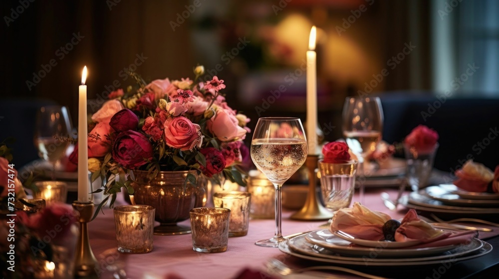 beautifully set dining table with elegant Mother's Day decorations beautifully set dining table with elegant Mother's Day decorations