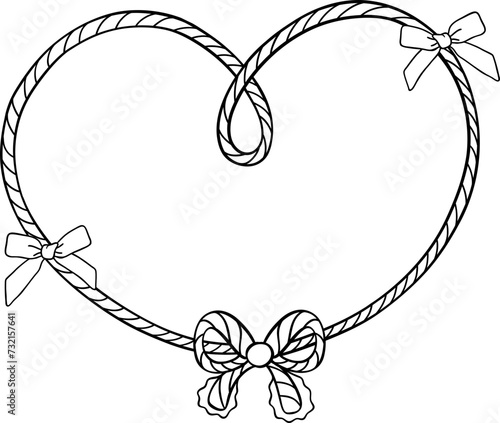 Coquette cowgirl rope heart shape outline for coloring