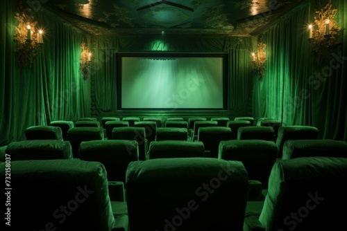 Artistic Movie green velvet. Dark show. Generate Ai