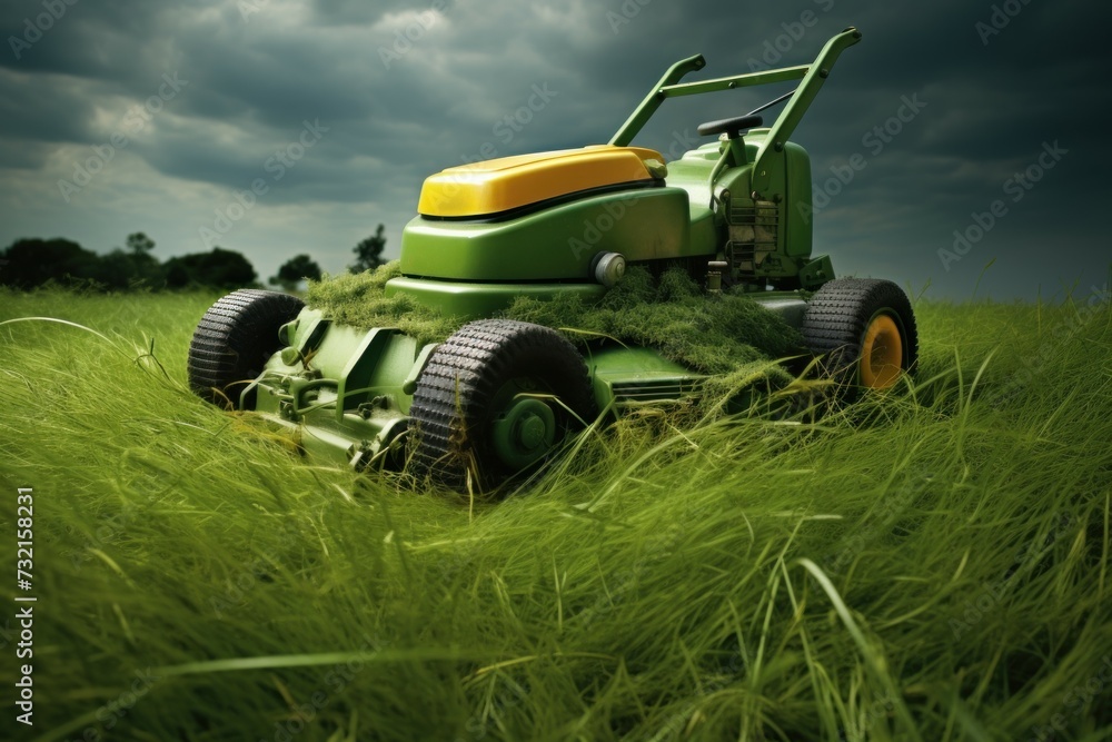 Efficient Mower grass. Cutter yard care. Generate Ai Efficient Mower grass. Cutter yard care. Generate Ai