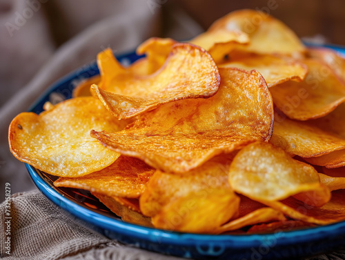Potato chips  a favourite snack  were thin  crispy slices of deep-fried potatoes that gave off a satisfying crunch. Versatile as a snack  side dish  or appetizer  they were a delight