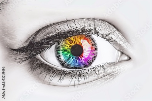 Human Cyborg AI Eye design element. Eye lasik candidacy criteria optic nerve lens lasik risks color vision. Visionary iris abstract sight brown eye eyelashes