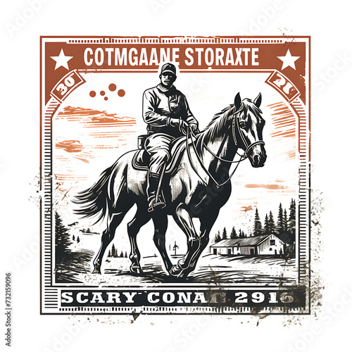 Stamp of Calgary Stampede With Monochrome Browncolor Bucking Horse an Transparent PNG City Concept Art Tshirt Design Illustration Label Diverse City Castle Large Urban Market Project Collage 