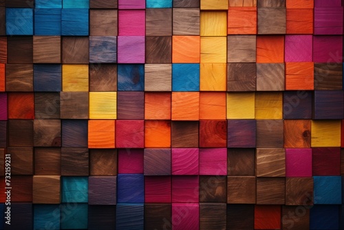 Multi color wooden. Decor wall. Generate Ai