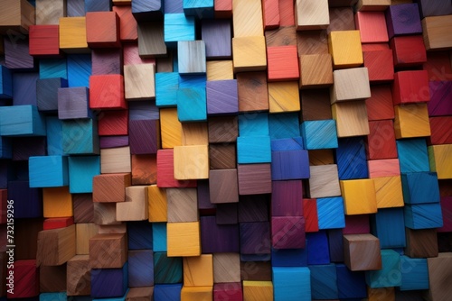 Vibrant Multi color wooden. Decor wall. Generate Ai