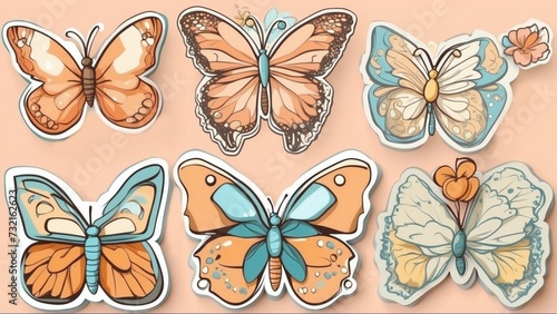 Digitally generated image of set of butterflies