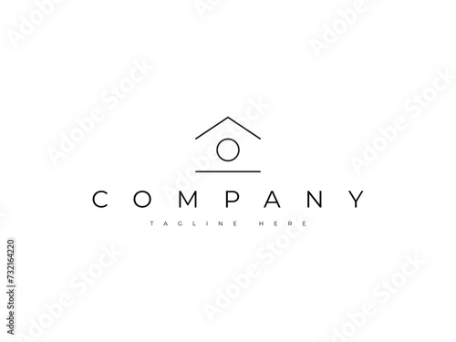 minimal letter O house real estate logo design