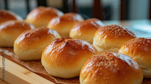 Toasted bao buns lined up