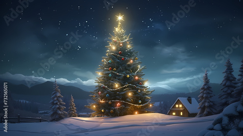 Abstract Christmas tree background wallpaper 3D illustration © xuan