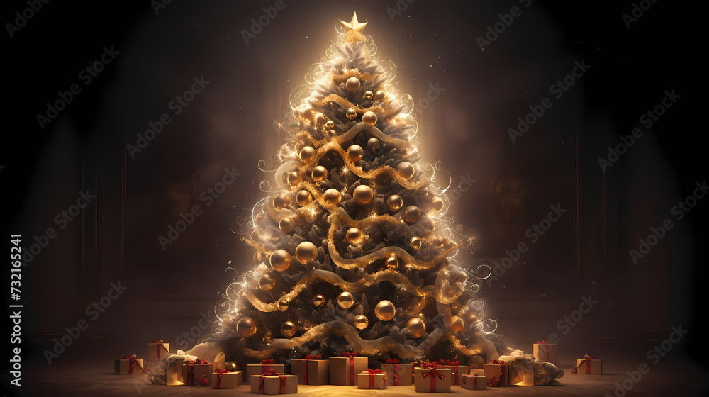 Abstract Christmas tree background wallpaper 3D illustration