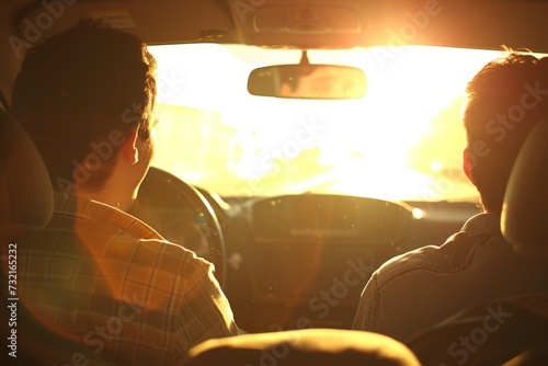 Two friends go on vacation by car.