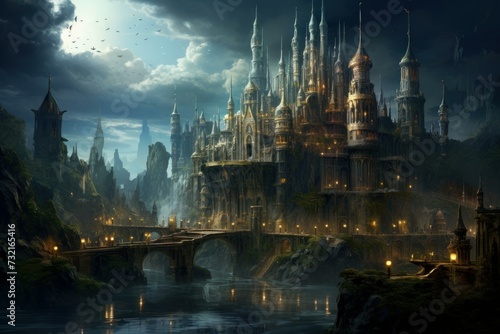 Captivating Mystical medieval kingdom. Building gate. Generate Ai