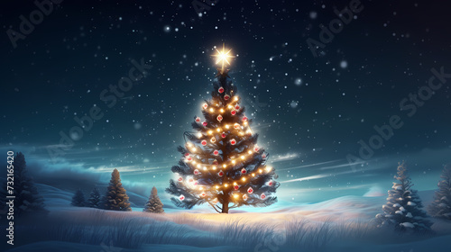 Abstract Christmas tree background wallpaper 3D illustration © xuan