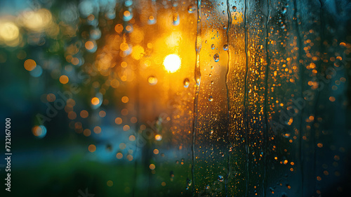 Condensation on window glass at sunset © VGV