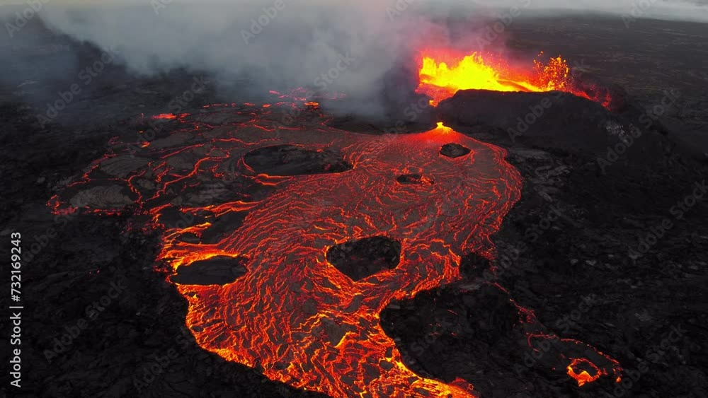 Volcano Rumbling Earthquake Rumbled Eruption Incredible aerial of the dramatic volcanic eruption of the Litli Hrutur ...