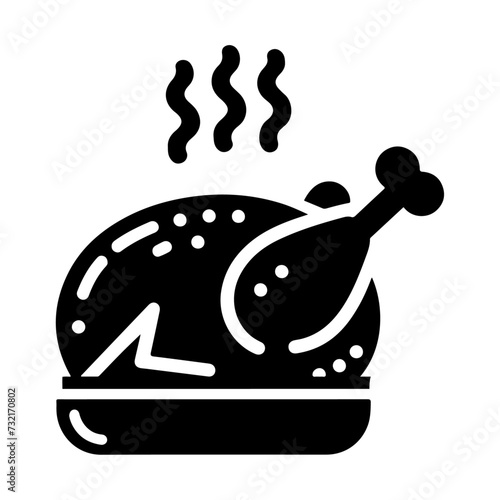 minimal chicken Roast masala icon, symbol, black color silhouette, white background